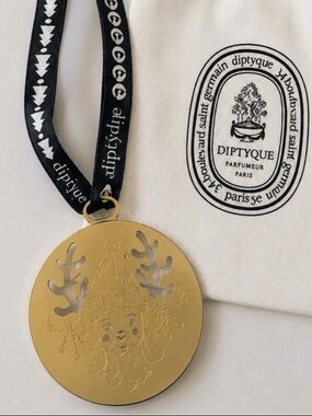 Diptyque Gold Santa Holiday Ornament Medallion